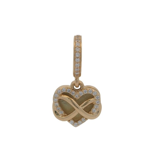 Pandora Solid 14kt Yellow Gold CZ and Enamel Infinity Heart Family Dangle Charm - Picture 3 of 10